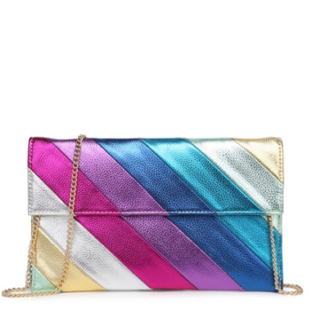 Urban Expressions Zelma rainbow 🌈 Faux Leather Clutch Crossbody Evening Bag NEW